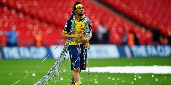 during the FA Cup Final between Aston Villa and Arsenal at Wembley Stadium on May 30, 2015 in London, England.